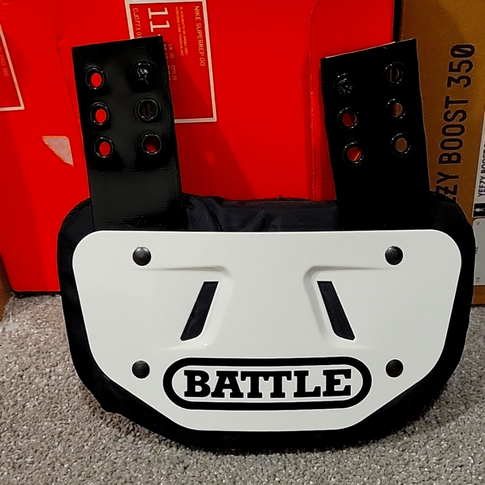 White battle backplate for football